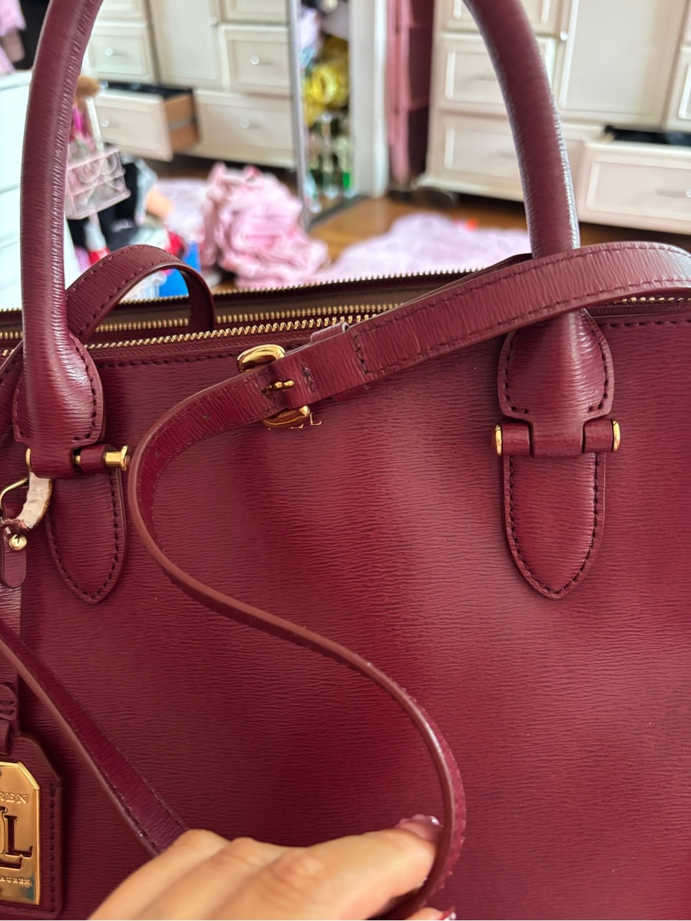 Lauren Ralph Lauren Newbury satchel leather handbag - Picture 9 of 10